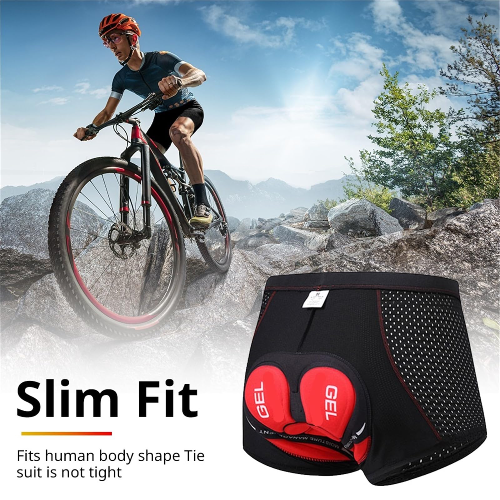 Pantaloncini da Ciclismo 2 Pezzi, in Rete Traspirante, con Imbottitura in Gel 5D, Antiurto, Uomo per Ciclismo