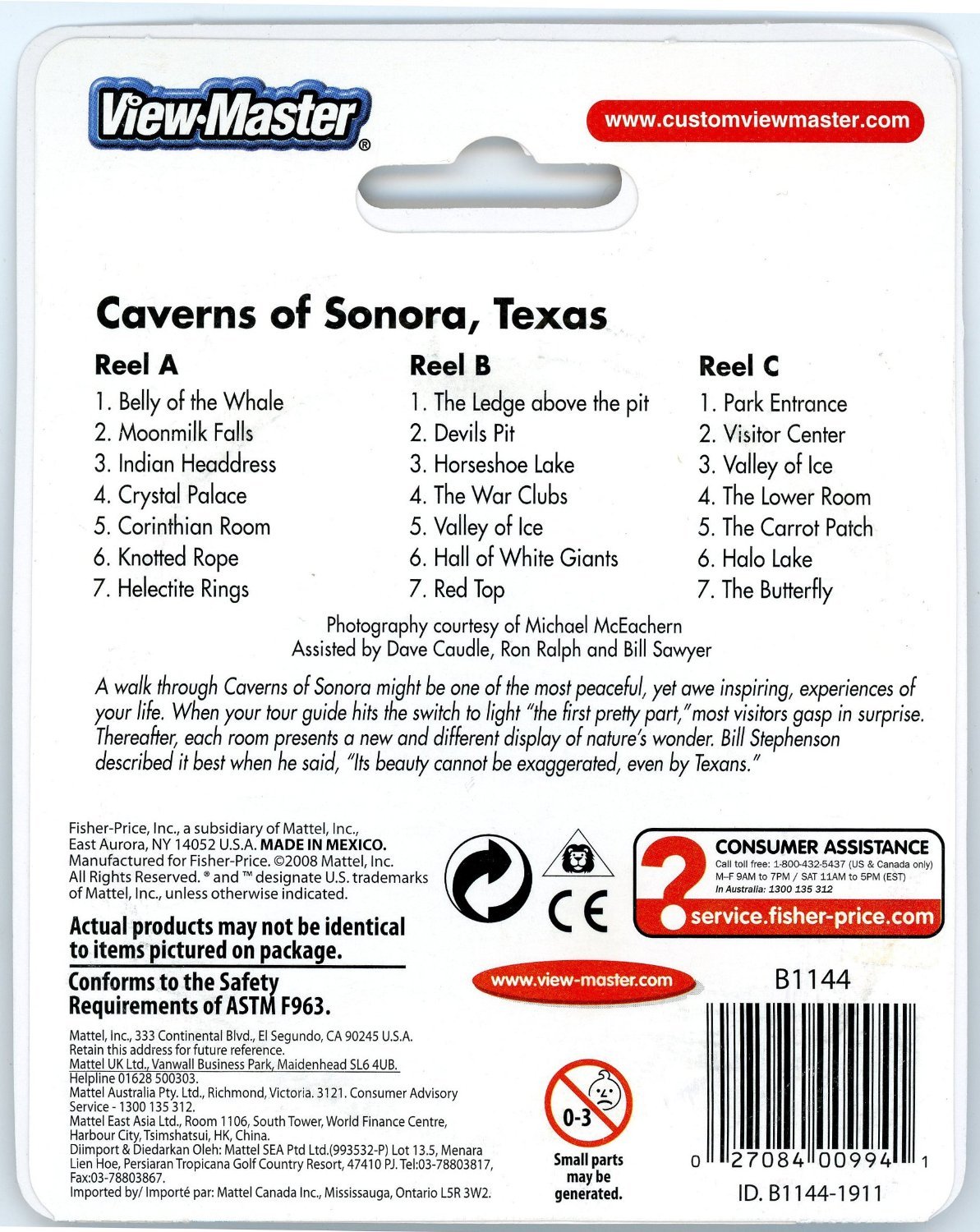 Caverns of Sonora, Texas - ViewMaster 3 Reel Set