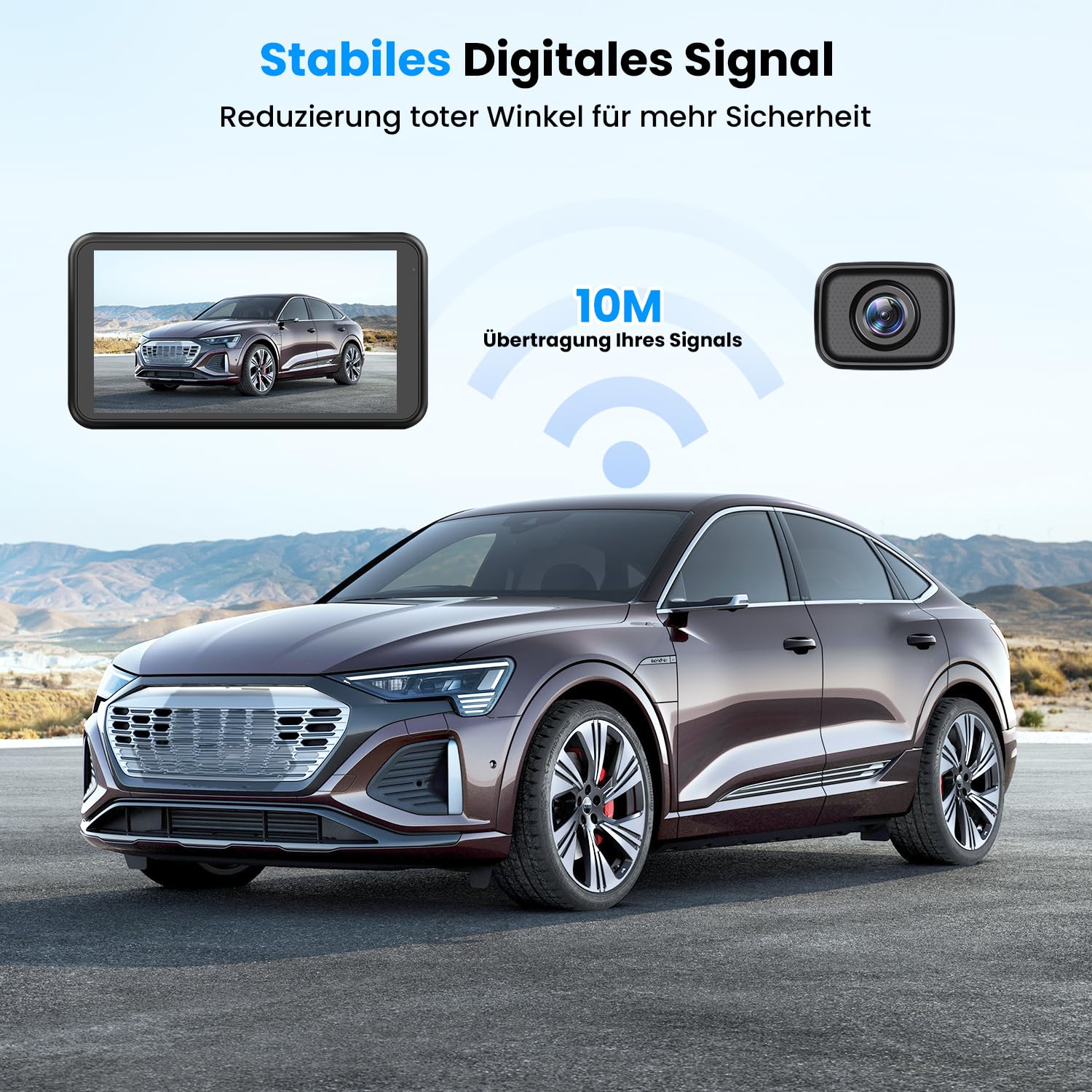 AUTO-VOX W12 Rückfahrkamera Kabellos 5" LCD 1080P Funk 2 Kameras IP69K Wasserdichter Nachtsicht für Auto LKW Wohnmobil