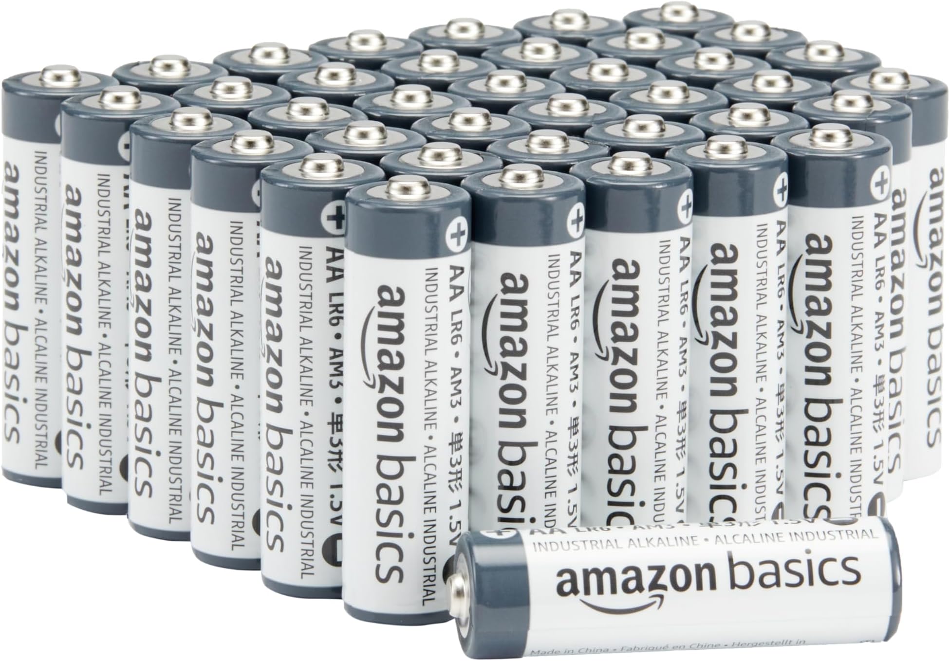 Amazon Basics 40-Pack AA Industrial Alkaline Batteries, 1.5 Volt, Long-lasting Power, 5-Year Shelf Life
