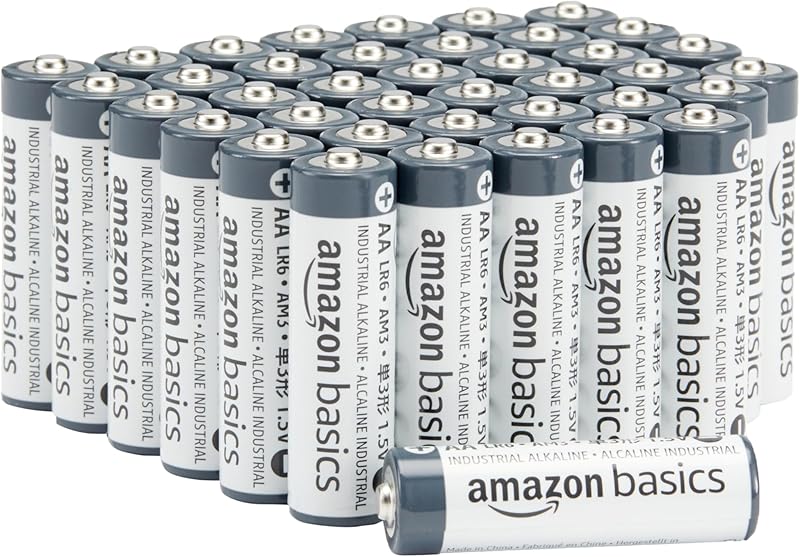 Amazon Basics Lot de 40 piles alcalines industrielles AA, 1,5 V, durée de conservation de 5 ans