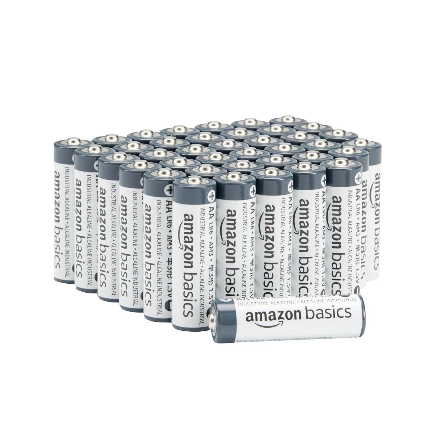 Amazon Basics 40-Pack AA Alkaline Industrial Batteries 1 5 Volt 5-Year Shelf Life