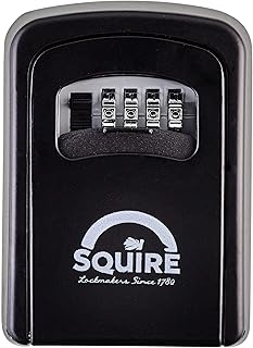 Squire Key Safe Box - 4 Wheel Combination Lock - Wall Mounted Key Safe - Weatherproof Diecast Alloy Body - Large Storage Capacity - Tough Key Lock Box For Outdoor And Indoor Useâ€¦ (Key Keep 1)