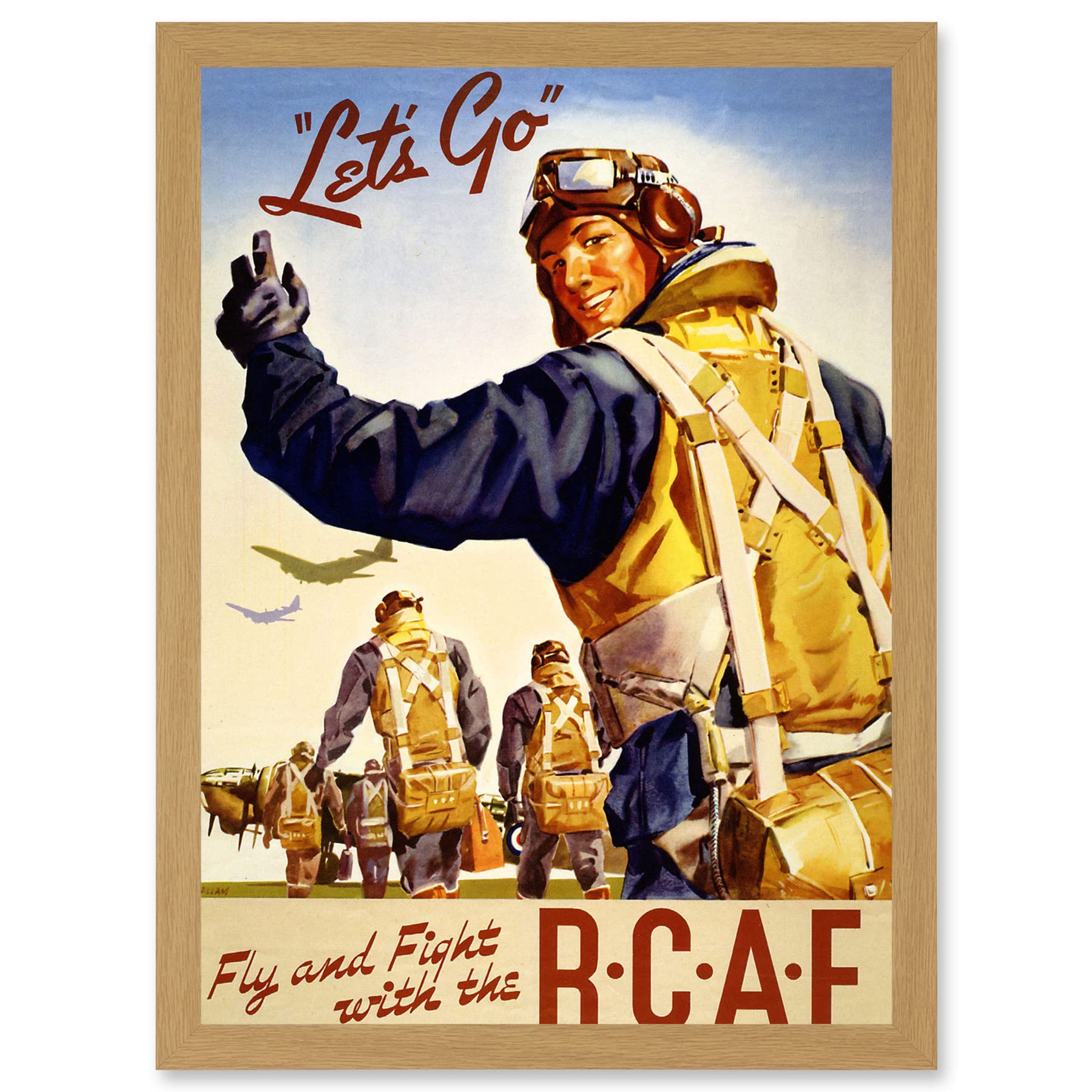 WW2 Canada RCAF Pilot Air Force Vintage A4 Framed Wall Art Print - Artery8