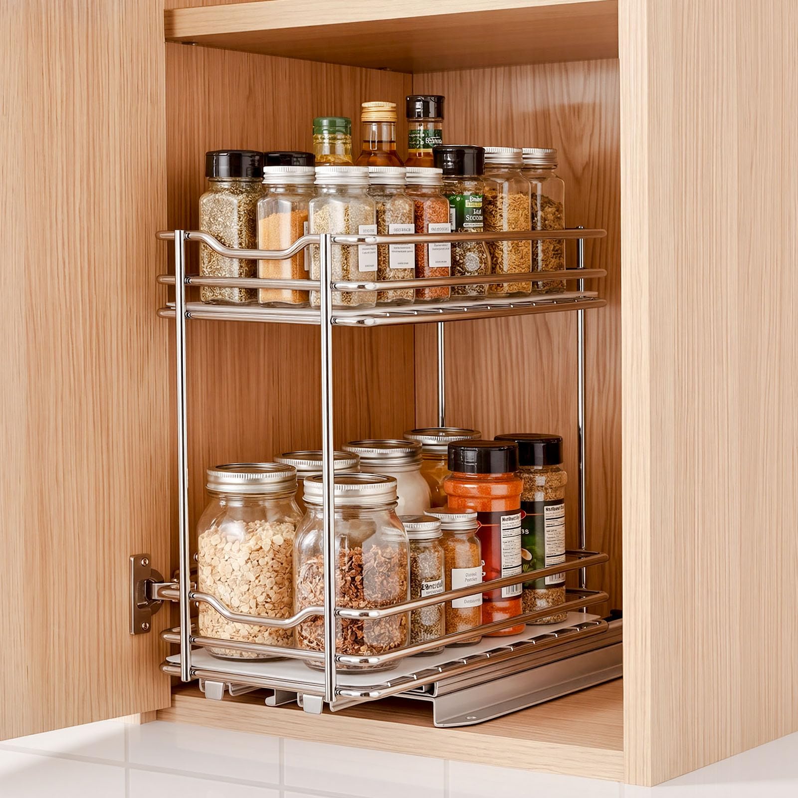 Organizador bajo fregadero de 2 niveles VEVOR estante de metal extraíble plateado