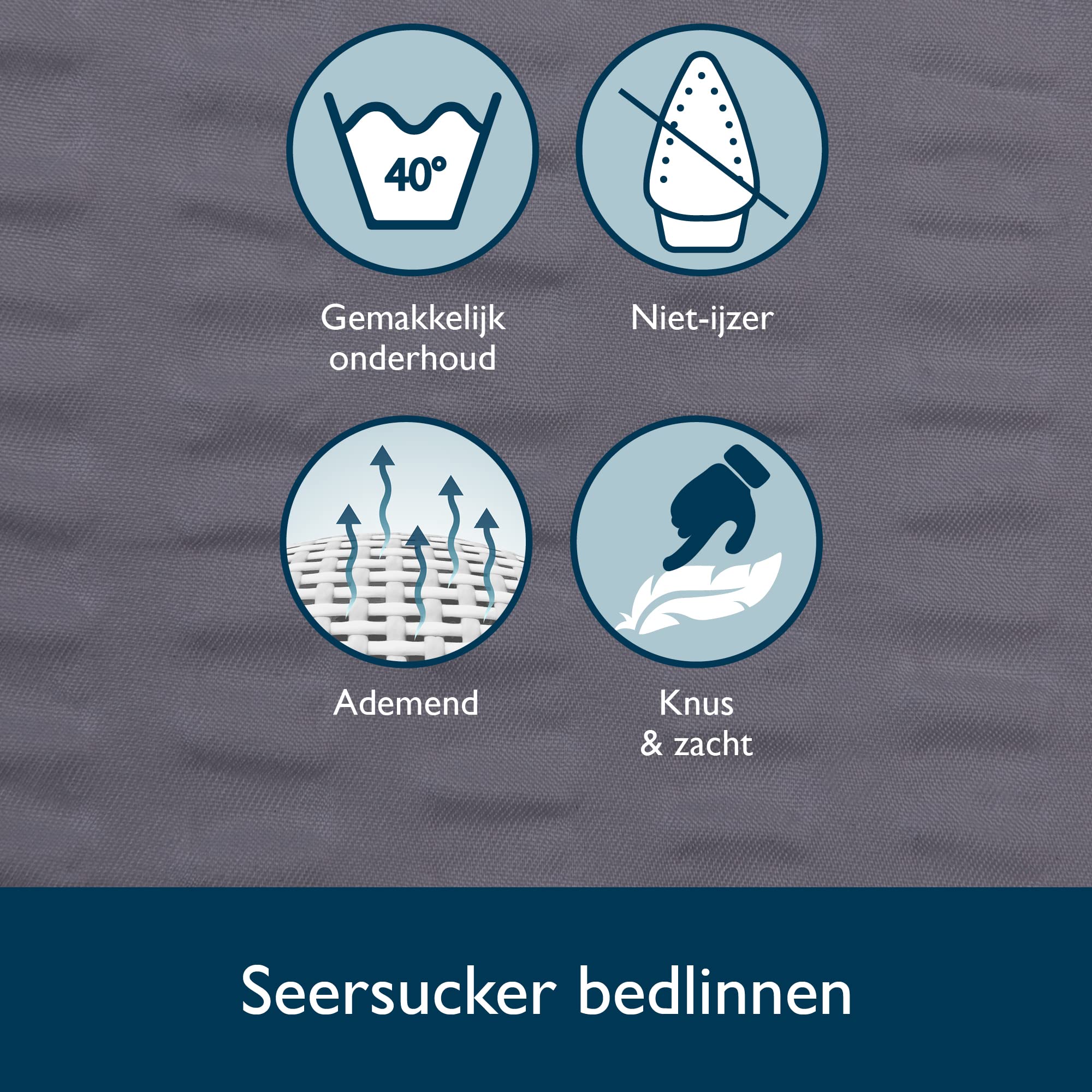 Seersucker Beddengoed omkeerbare look beddengoed bedgarnituur dekbedovertrek microvezel, afmetingen: 135 x 200 cm, kleur: antraciet