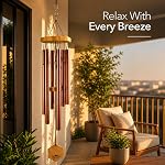 UpBlend Outdoors Chimes de vent pour l'extérieur - 29" Chimes à vent rouge cuivre extérieur, Chimes Zen Garden pour Outdoors, Tin Windchime, Decor Windchimes pour maman, grand-mère, Cadeaux pour elle
