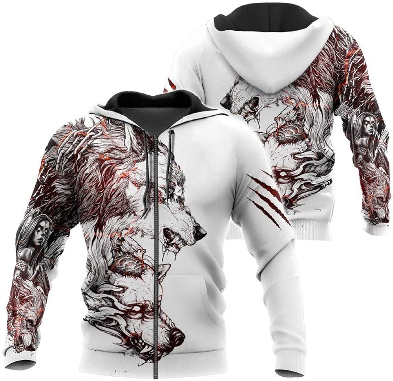 Pantalon De Jogging Homme Motif Loup Celtique - Style Mythologique Nordique, Confortable Et Ample - 4