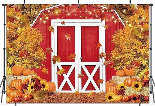 Miniatura 6 de Telón de fondo rojo de 10 x 8 pies para fotografía de otoño, calabaza, hojas de arce, día de Acción de Gracias, baby shower, fiesta de cumpleaños,