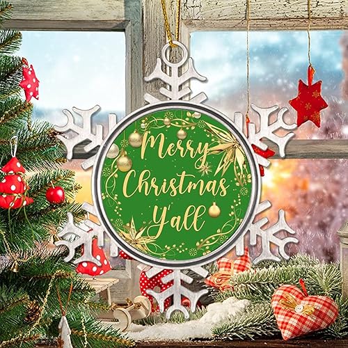 Miniatura 6 de Merry Christmas Y'all Christmas Ornaments - Christmas Snowflake Ornament - Gold Snowflake Ball Wreath Metal Snowflake Christmas Ornaments New Year