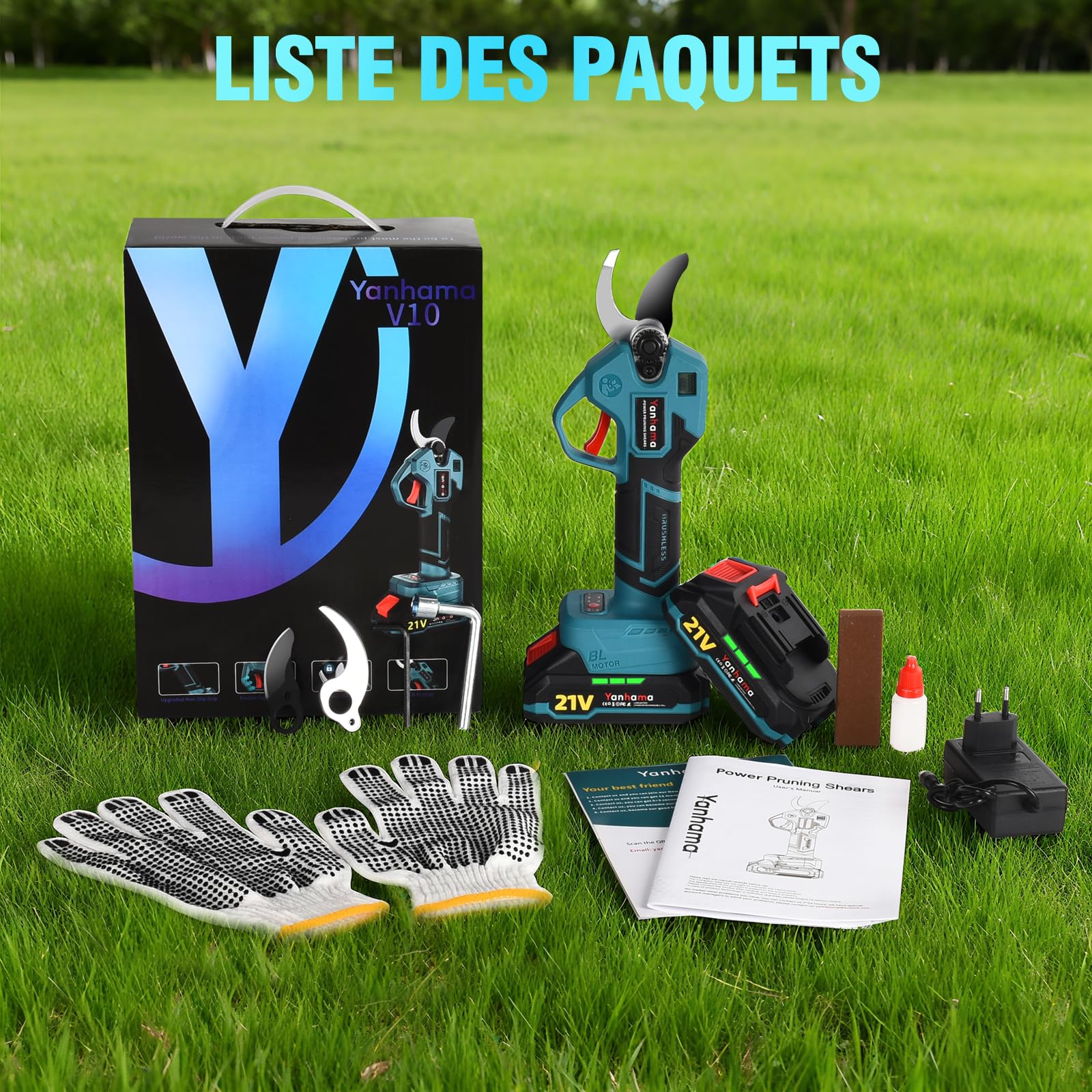 Sécateur Électrique sans Fil, 50mm Secateur Electrique 4000 mAh, Sécateur électrique avec Écran avec 2 Batteries de 2.0Ah pour la taille, le jardinage, les arbres fruitiers et le vignoble
