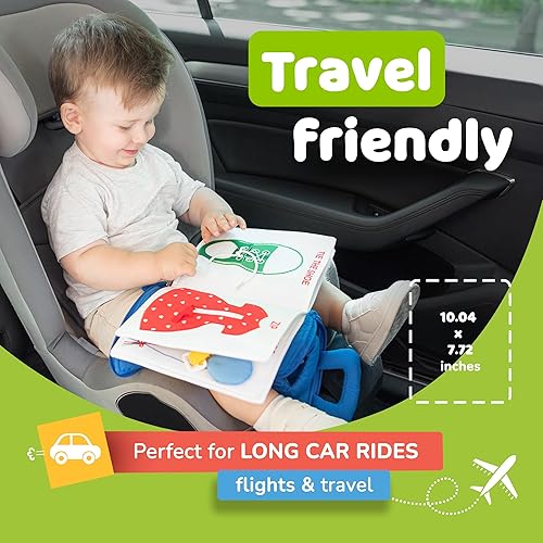 Vista 27 de deMoca - Juguete montessori, libro para bebés - Juguetes para niños pequeños - Juguete de viaje - Juguete educativo con actividades para niños