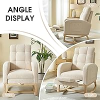 Vista 8 de NIOIIKIT Mecedora moderna para guardería, mecedora tapizada de peluche con reposapiés, cómoda reclinable con bolsillo lateral, deslizador mecedora