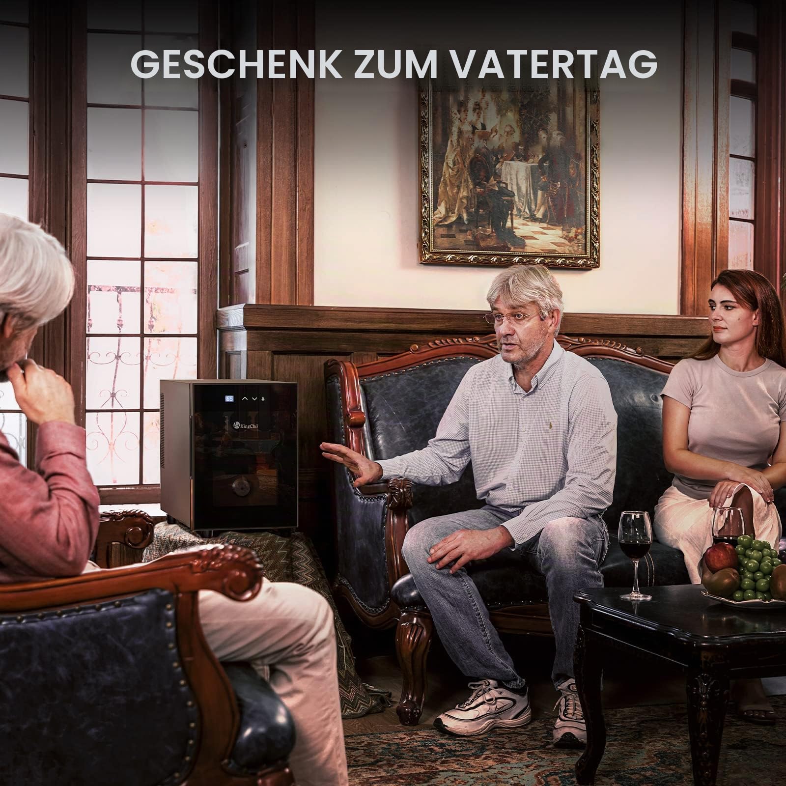 KingChii 16L Elektrischer Zigarren-Humidor, Kühlkontrollsystem, Elektronischer Kühler-Humidor-Schrank mit Regalen aus Spanischer Zeder und Hygrometer (2 Schichten, 100 Kapazität)