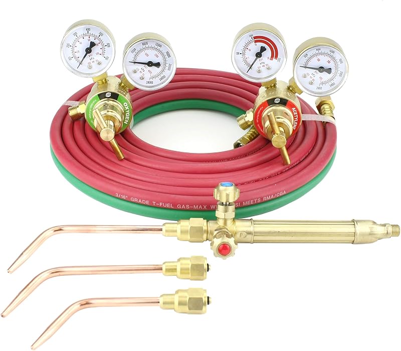 Ligth Duty Professional Welding/Brazing Set - Oxygen & Acetylene - Compatible with Victor Series "J"