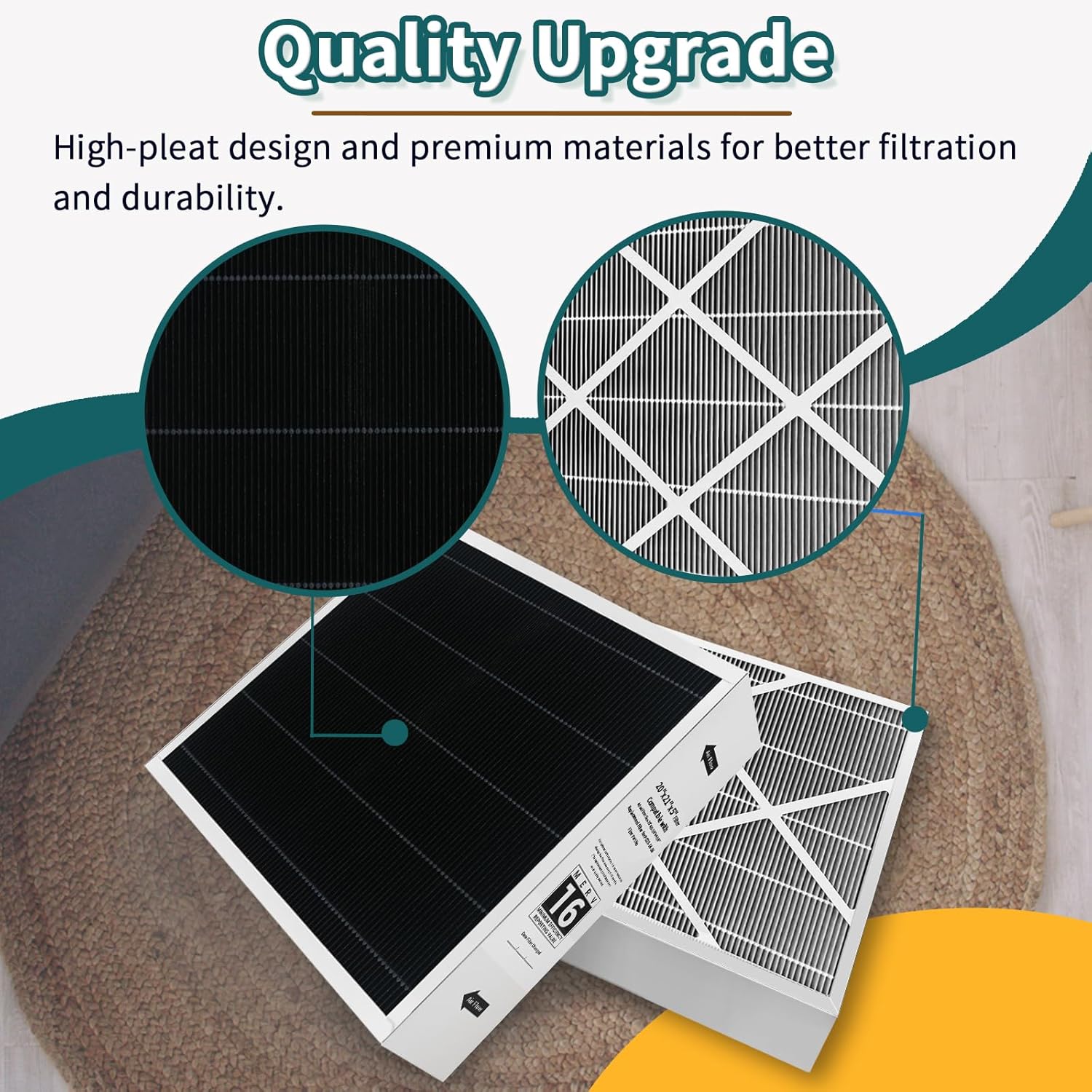 2 Pack Y6606 MERV 16 Filter 20x21x5, Compatible with Lennox PureAir PCO3-14-16 Air Purifier and Replacement for Lennox Y6606 Filter