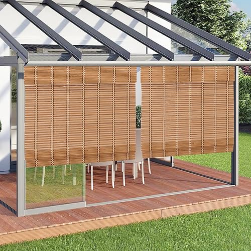 Persianas de bambú para exteriores, persianas de bambú personalizadas, persianas opacas sin cables, 100% bambú natural y pantallas de bambú para