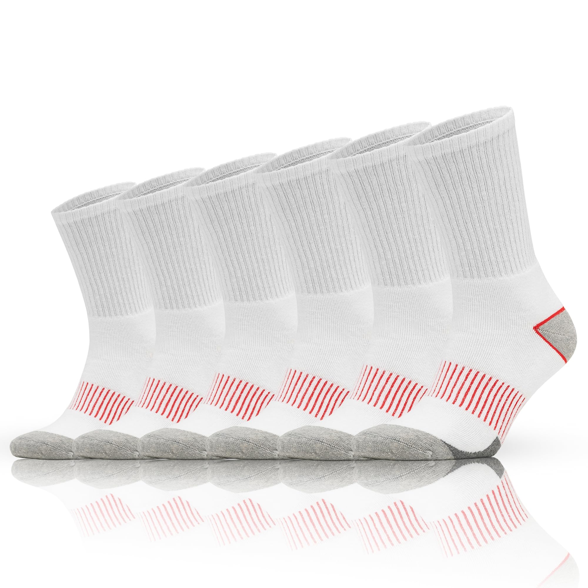 Sonnors Unisex 6 Pairs - White 6 Pairs Mens White Socks, Anti Blister Athletic Women Sports Socks, Breathable Moisture-Wicking Cotton Running Trainer Hiking Socks (6-8)