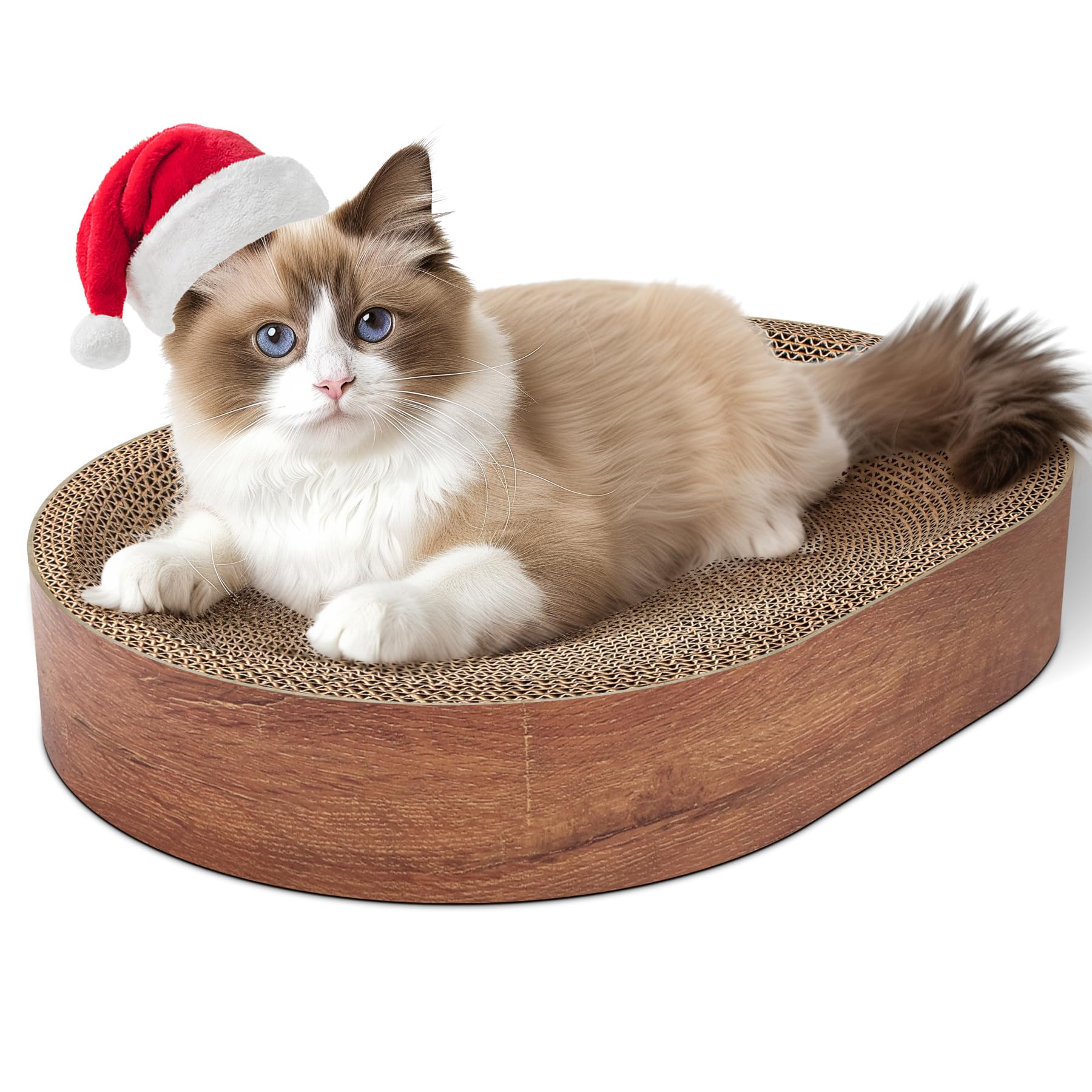 ComSaf Cat Scratching Board - Cat Scratcher Bed for Indoor Cats, Corrugated Cardboard Cat Scratch Pad, Durable Oval Cat Scratcher Bed Bowl for Kitten,