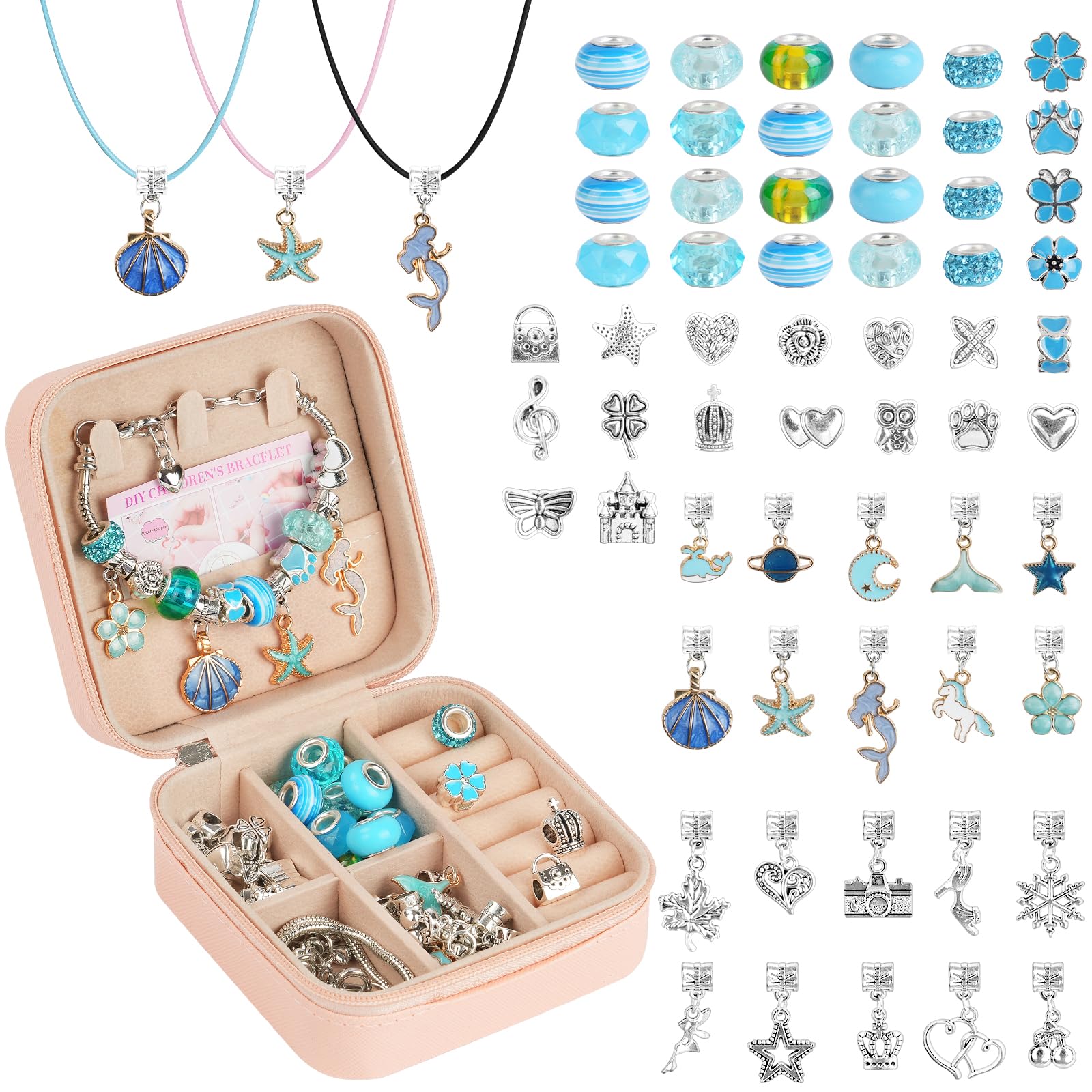 AUAUY Charm Bracelet Making Kit, 66pcs Gifts for Women Bracelet Making Kit with Box Jewellery Making Kit