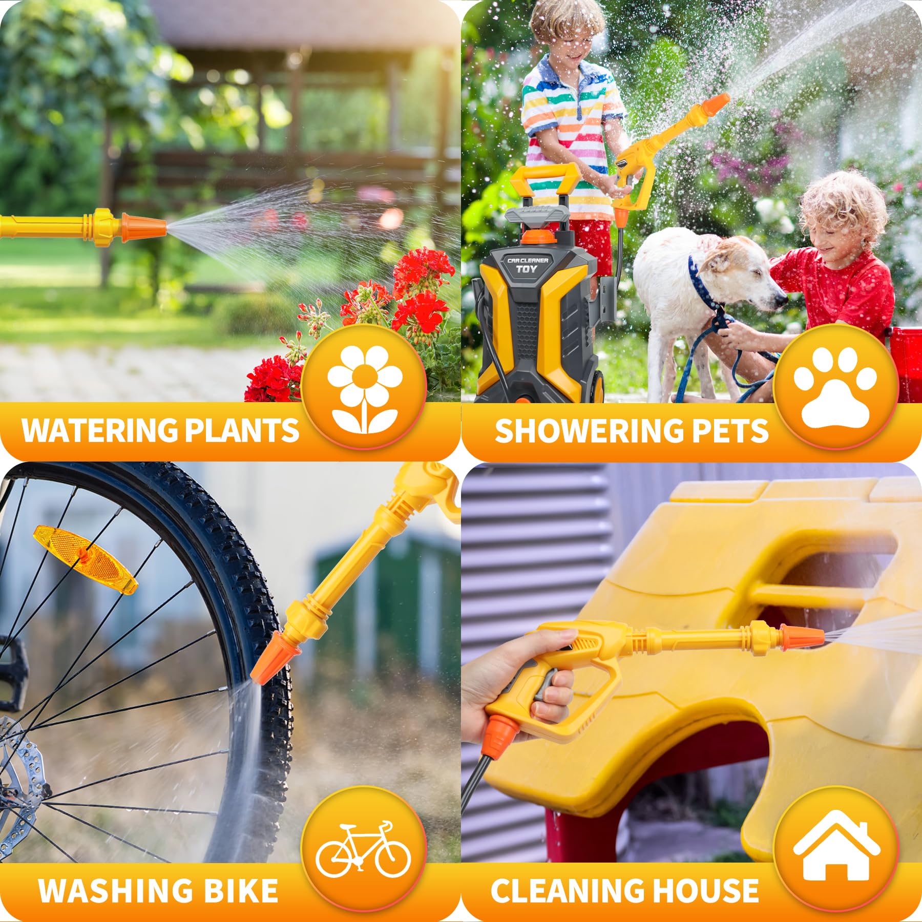 Toddler Outdoor Playset Kids Cleaning Car Toy with Real Spray Car Wash Water Gun for Kids 3+ Manual Pressure Washer Toy — view 6