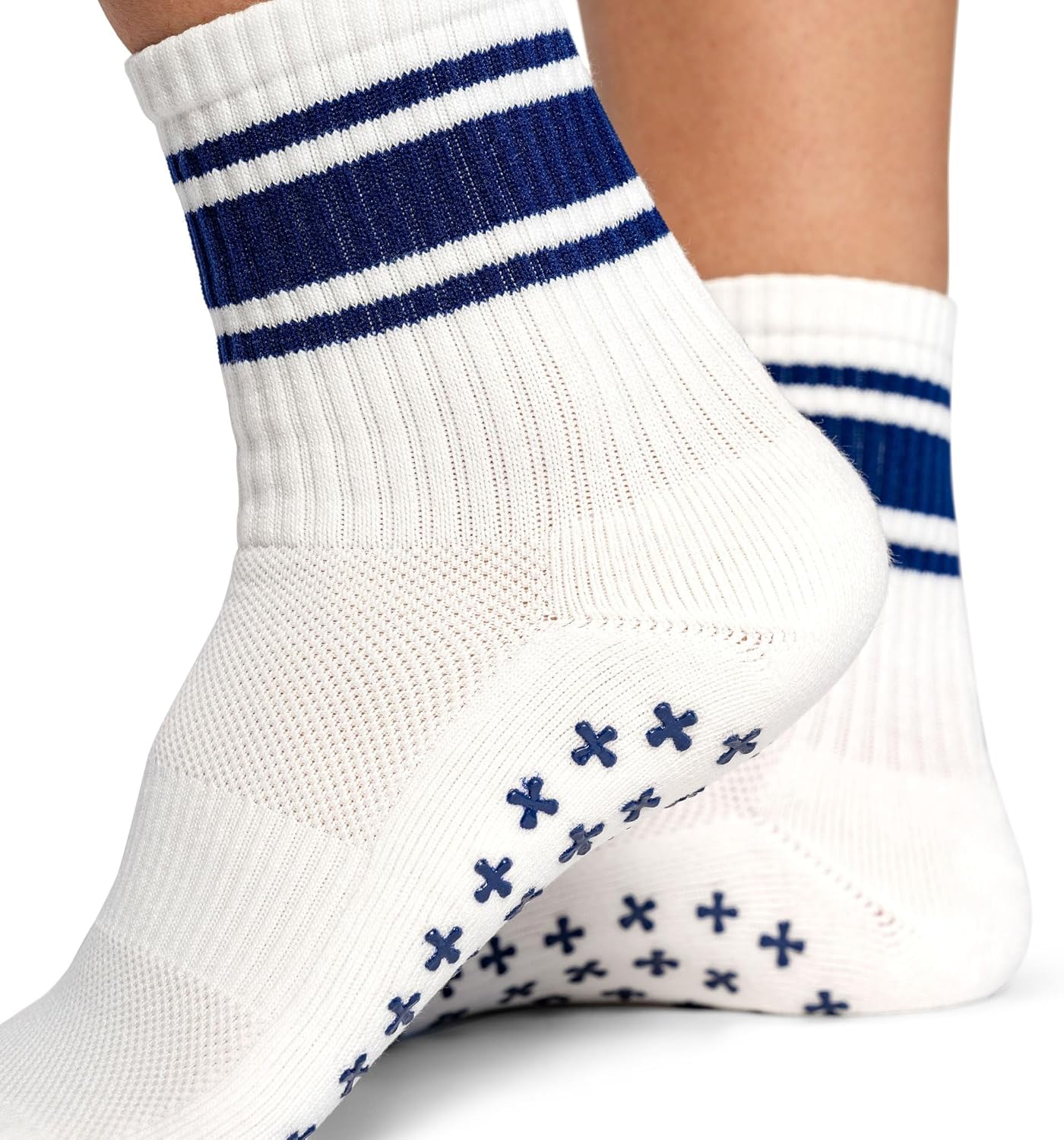 Kamo Fitness Pilates Socks with Grips for Women - Non-Slip Yoga, Barre Grip Sock - Grippy Cotton Crew Socks for Yoga, Ballet - Image 5