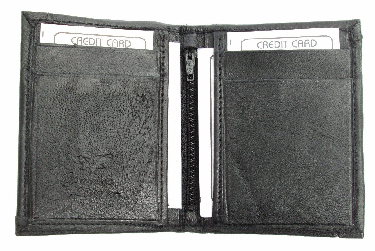 Dangerous Threads Mens Black Leather Lamb Mini Bifold Wallet #779
