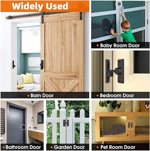 Miniatura 7 de Pestillo para puerta de granero, cierre de 90180 grados, protege la privacidad  Pestillos deslizantes de zinc, herrajes de seguridad para puertas
