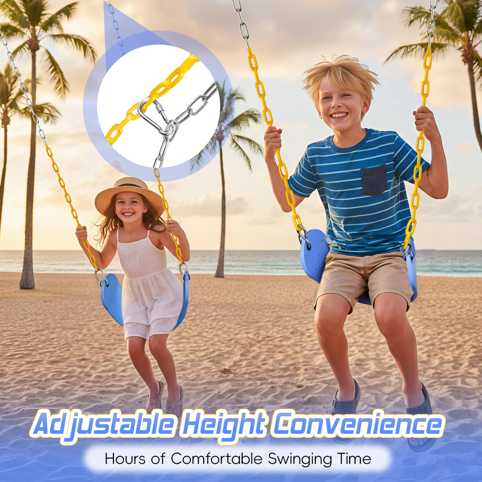 SEKKVY Sedili a dondolo con catene resistenti da 167,6 cm, accessori di ricambio per altalene con ganci a scatto, supporto per altalene per bambini, 113,4 kg, per parco giochi all'aperto, altalena
