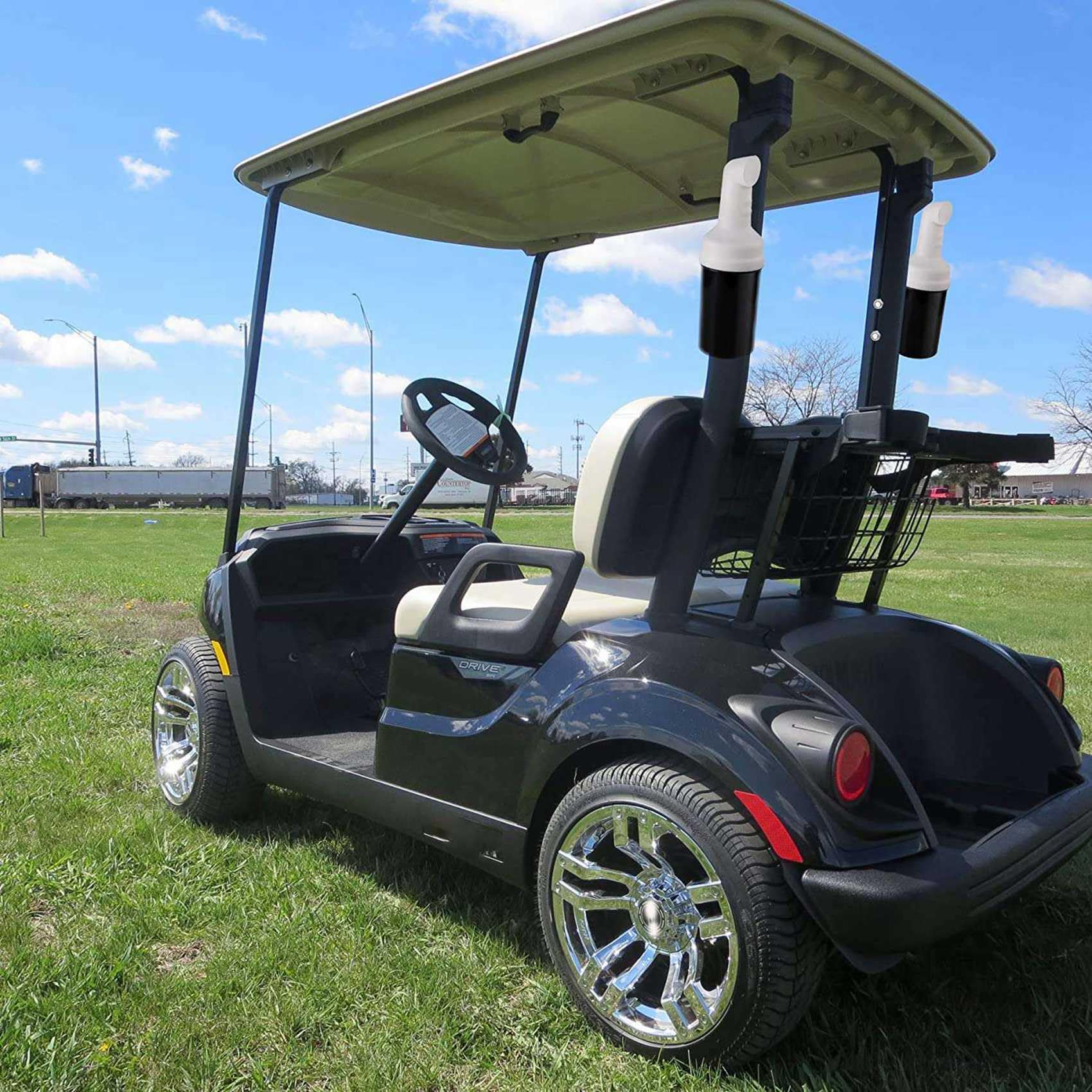 3X für Golfwagen Sandflasche für Club Car Divot Füller Sandflaschen Kit mit Klappersicherem Halter für GolfwagenA