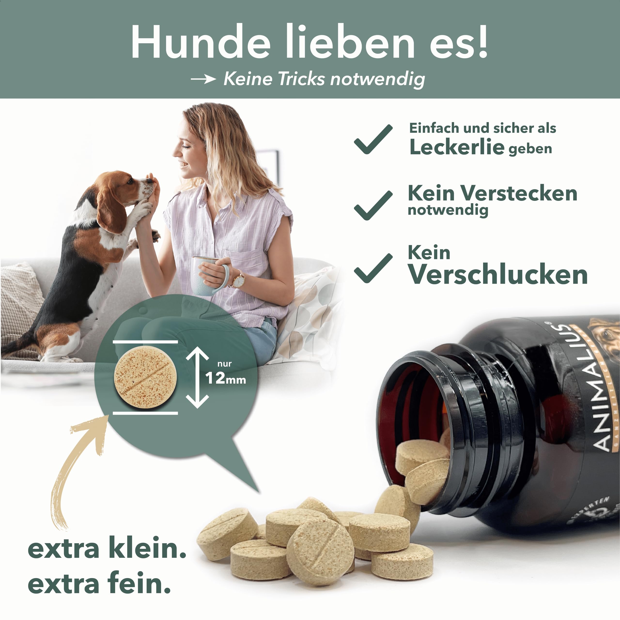 Lot de 120 comprimés articulaires pour chiens extra petits [pour toutes les races de chiens] – Avec moule à orles verts, MSM et griffe du diable – Comprimés pour chiens testés pour les os
