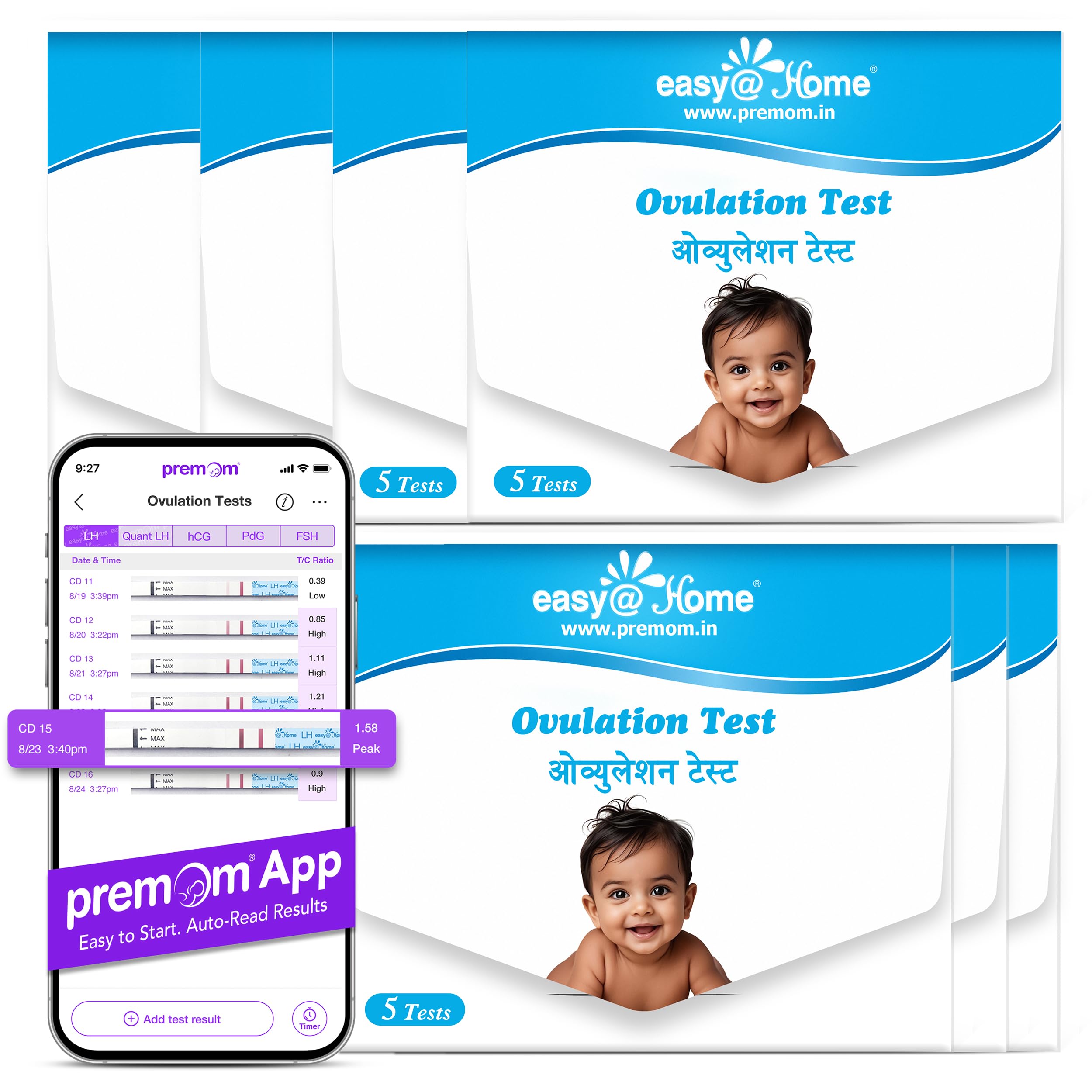 Easy@Home Ovulation Test Strips 5-Count (Pack of 7) Bundle, Fertility Monitor for Women, Detects LH Surge within 5 Minutes, Compatible with Premom Ovulation Tracker App-image-17