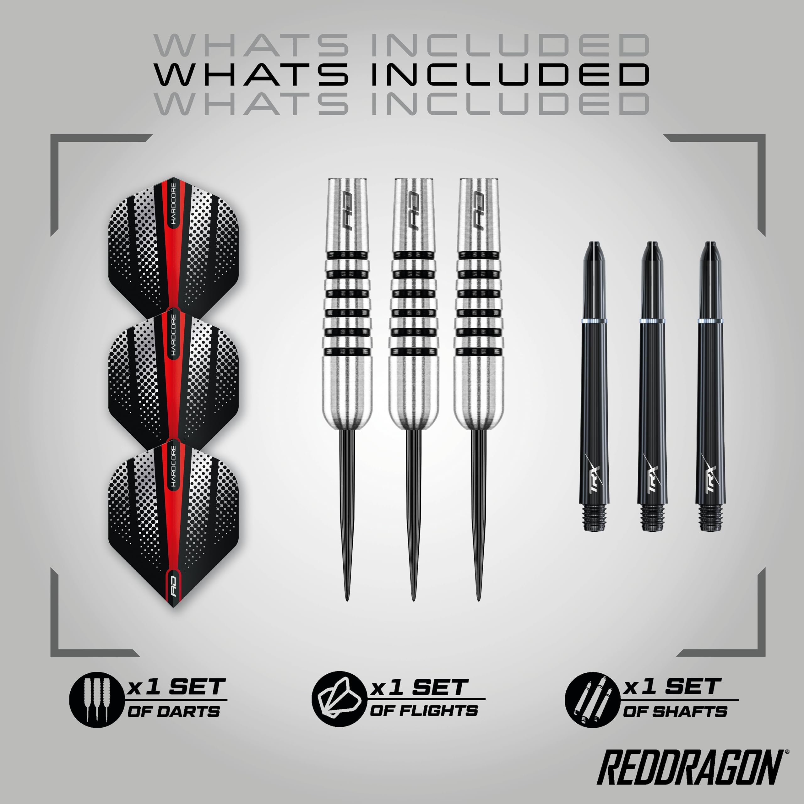 RED DRAGON Torpedo: 28g Flightmaster - 80% Dardos de Tungsteno de Punta de Acero con Plumas y Eje de Dardos