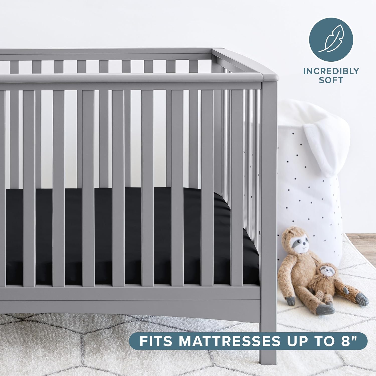 Bare Home 2-Pack Fitted Crib Sheets - Premium 1800 Ultra-Soft Microfiber - Breathable - Baby Sheet - for Boys & Girls - Fits Standard Crib and Toddler Mattresses (Black/White)