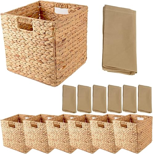 Cestas de almacenamiento de jacinto de agua para organizar, cesta de almacenamiento de mimbre, cestas tejidas para almacenamiento, cesta de