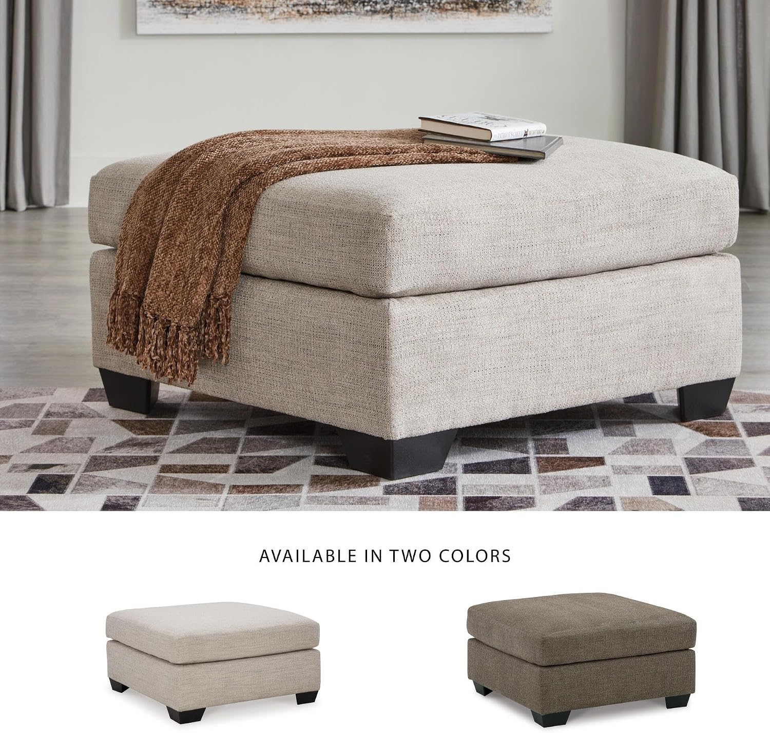 Signature Design by Ashley Mahoney Contemporary Oversized Accent Ottoman, Light Gray