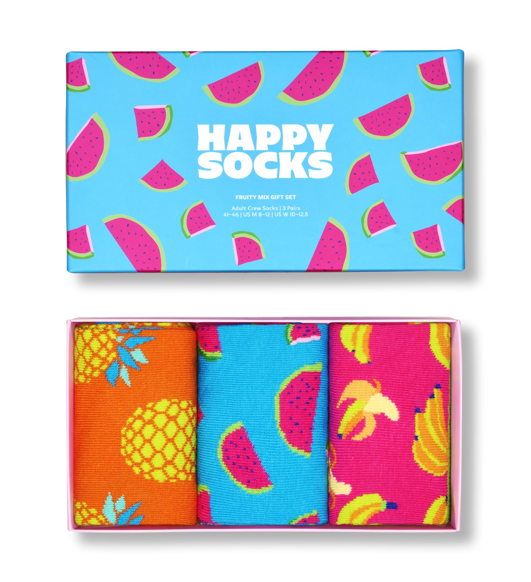 Happy Socks calcetines divertidos de algodón con estampados coloridos - frutas y comida, plátanos, hamburguesas, helados, pizzas - para regalo