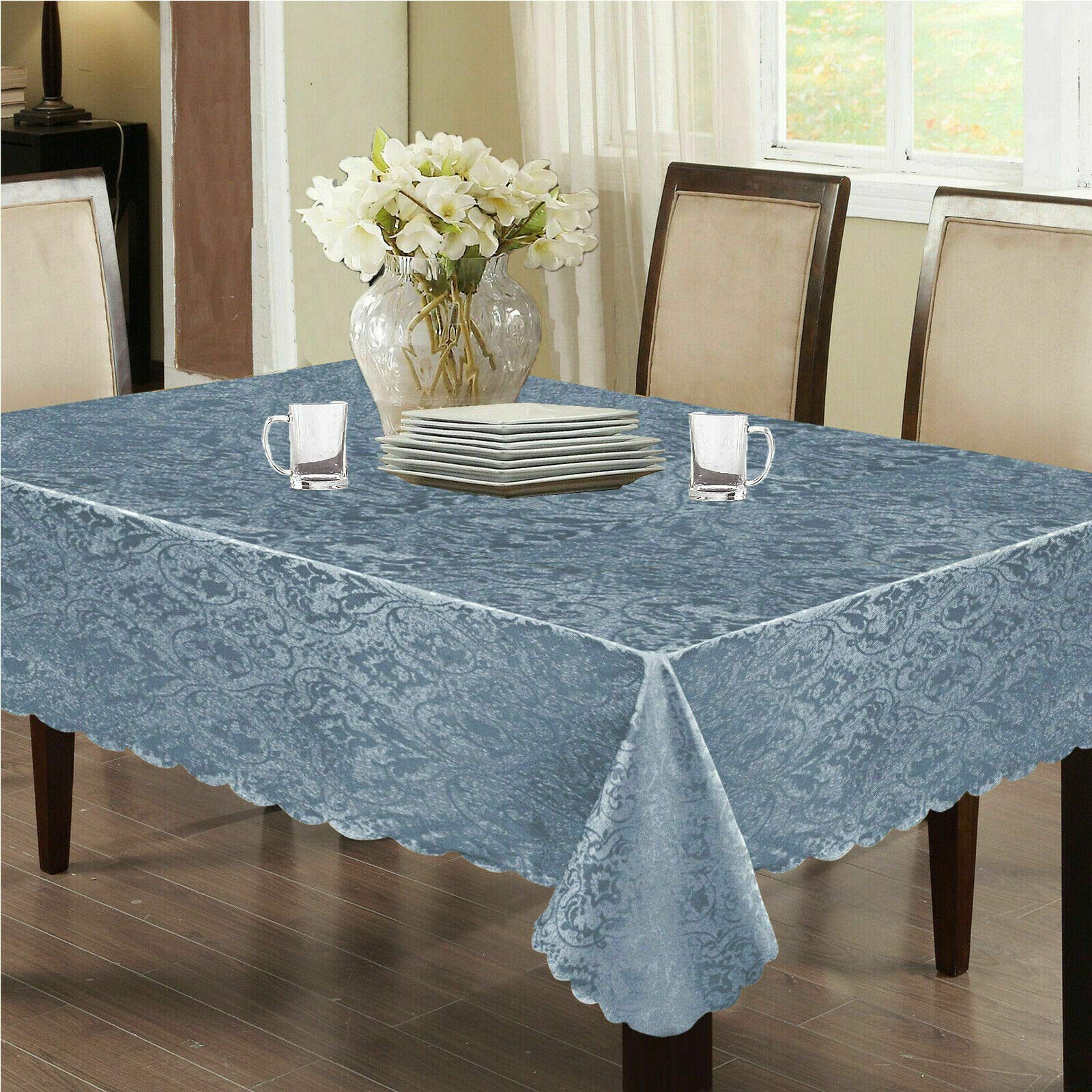 Householdfurnishing Modern Large Rectangle Round Damask Table Cloth Cover Napkin Table Cloths Runner (Silver, Napkins 1 x 4)