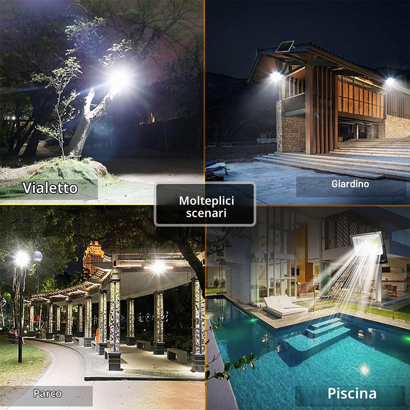 TEMPO DI SALDI Faro 400W A Led Smd Con Pannello Solare E Sensore Crepuscolare Con Telecomando