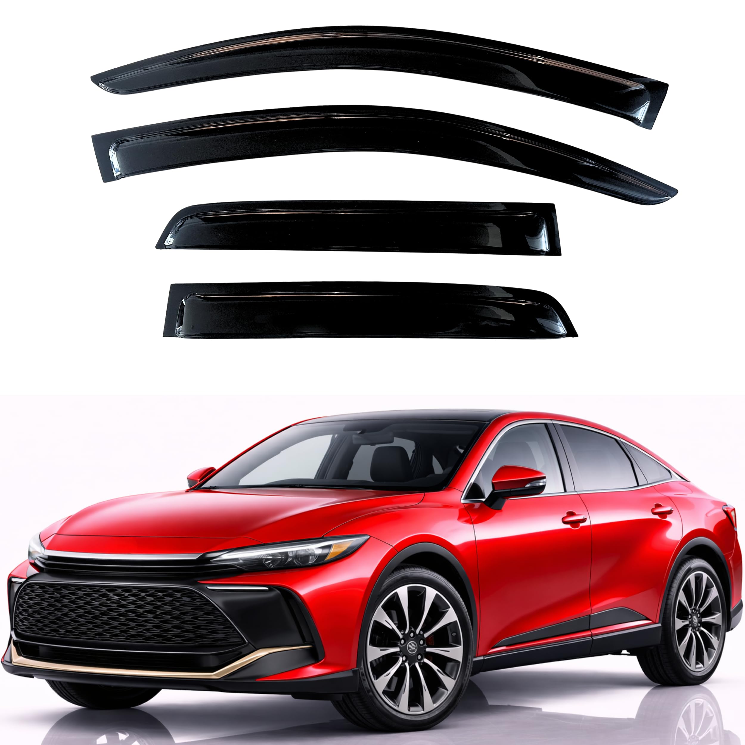 KPY Rain Guards Fit for 2023-2026 Toyota Crown, Out-Channel Window Visors Vent Wind Deflectors 4PC, Car Accessories for 23-26 Crown