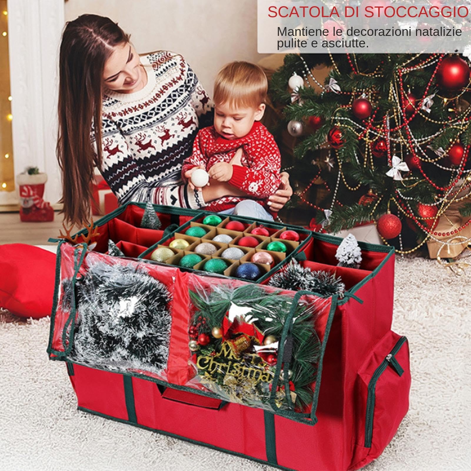 Generico Almacenamiento de Navidad - de Almacenamiento de Pierna | Grandes Bolsas para Decoración de Vacaciones - Bolsas para organizadores para Bolas Colgantes Figuritas Farol Apartamento