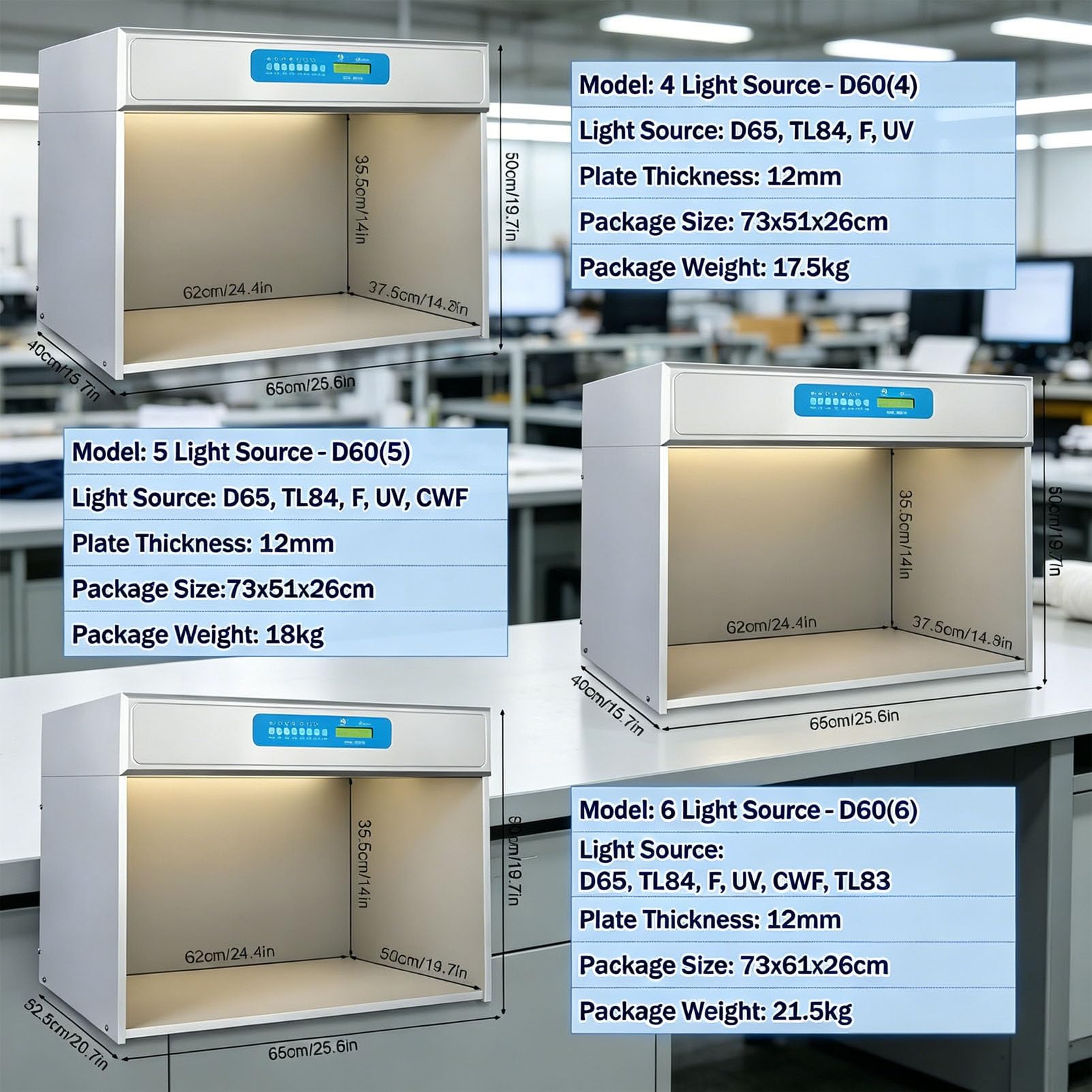 Cabine Lumineuse de comparaison des Couleurs 4LightSources