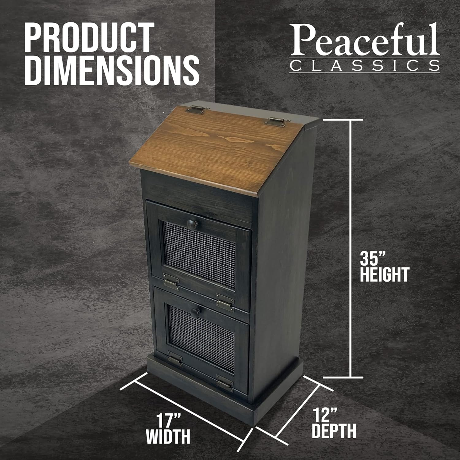 Peaceful Classics Wooden Bread Bin, Decorative Onion Storage Bin, Wooden Vegetable Bin w/Lid for Kitchen Pantry, Mocha