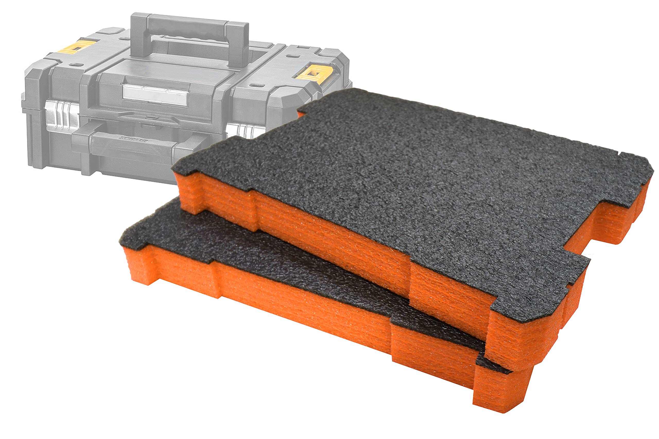 Shadow Foam TSTAK/ProStack Foam Inserts [50mm Orange Twin Pack] Easy Peel Foam Inserts for DeWalt TSTAK & Stanley ProStack Boxes