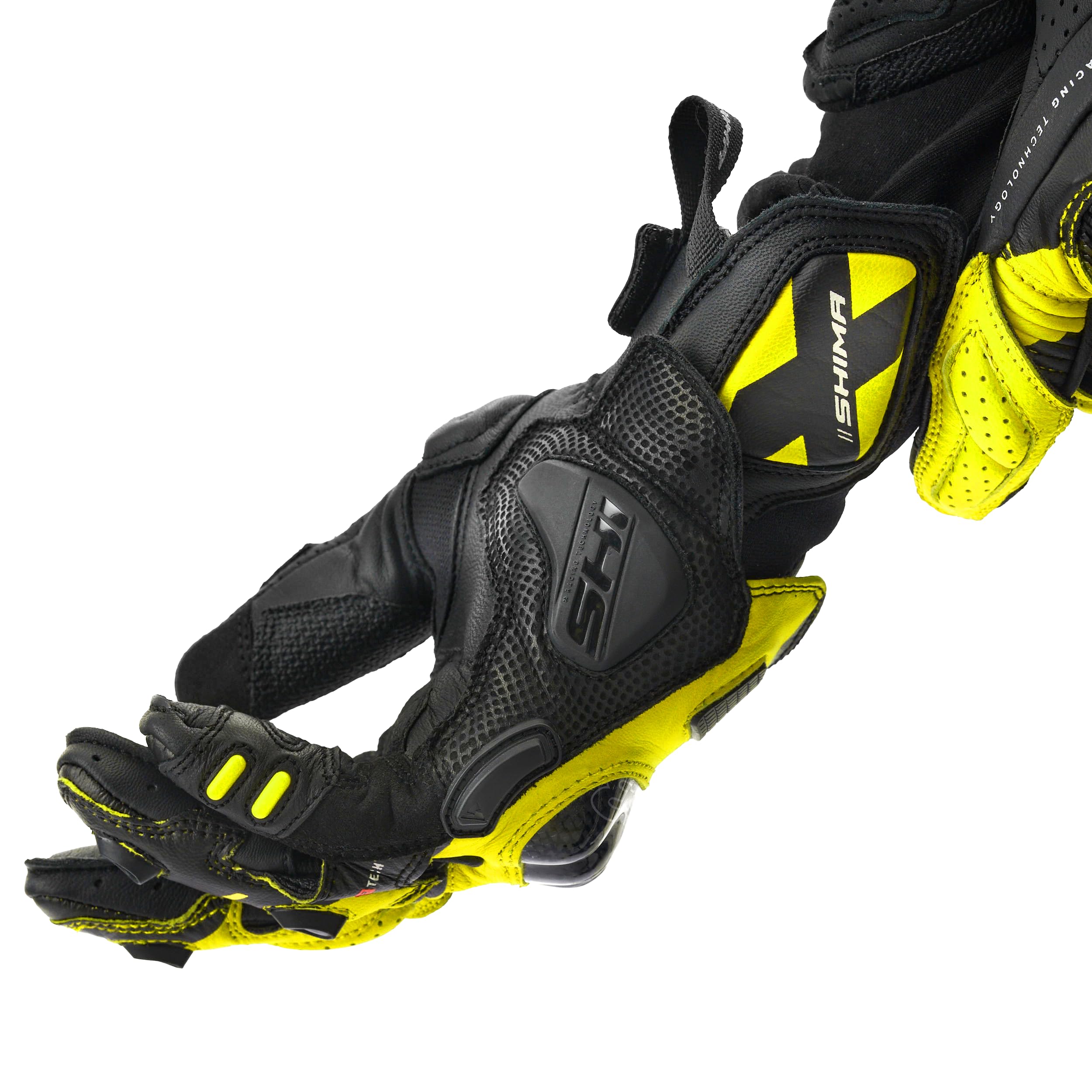 SHIMA XRS-3 Guanti Moto Sport Uomo Pelle Lungo Ventilato Perforato Omologati Guanto Motocicletta Touchscreen Ventilata Scooter Protettore Rinforzato Abbigliamento Racing (Uomini, Bianco, S)