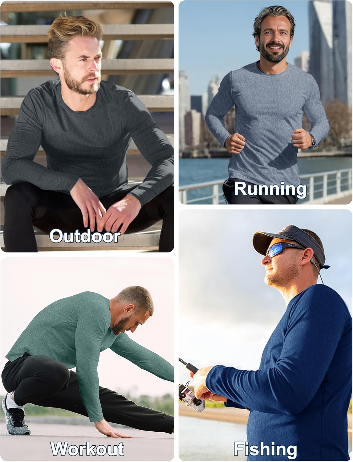 HOPLYNN 7 Pack Men's Quick Dry Long Sleeve Shirts Moisture Wicking UV UPF 50+ Sun Protection T Shirts for Gym Workout - Image 6