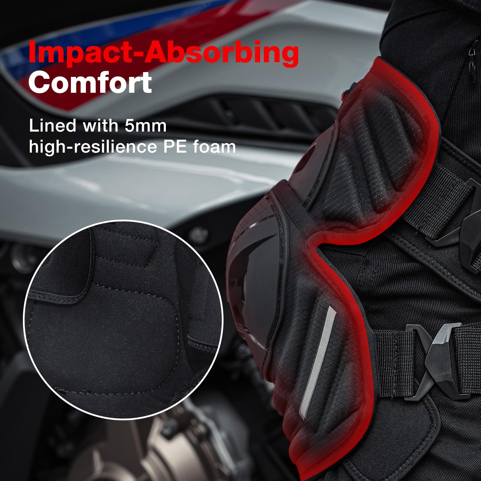 Scoyco 1 coppia di ginocchiere parastinchi per motociclismo Nero Regolabile Ginocchiera Pads Protector Armor per Motocross Racing Mountain Biking