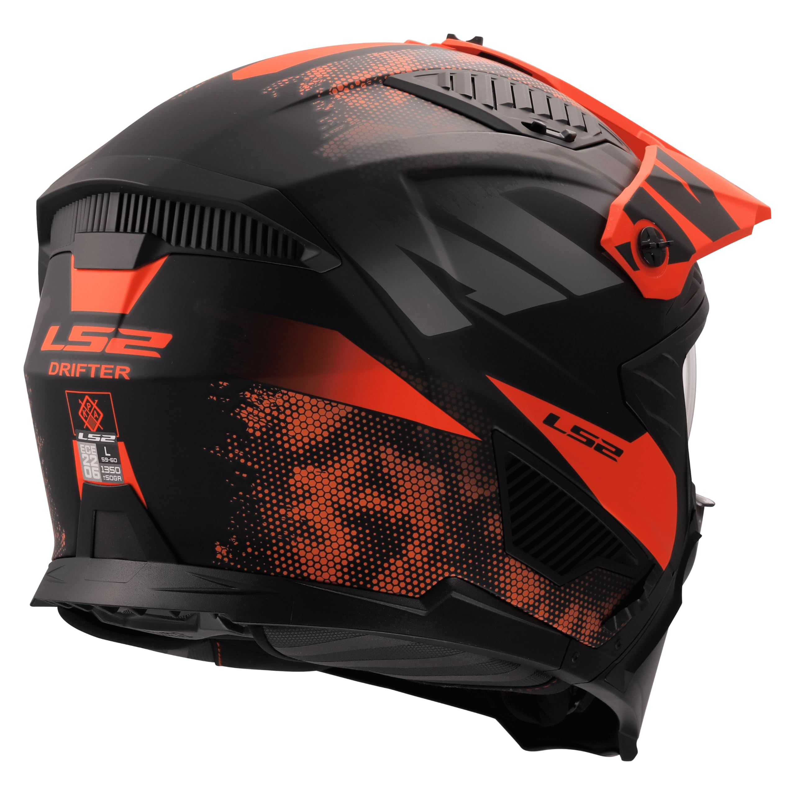 LS2, Casque Moto Modulable DRIFTER GAS Grey Orange, XXL