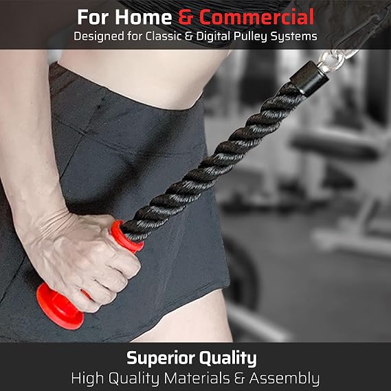 THEFITGUY Exercise Machine Attachments Bundle One 30-Inch Rope Plus One 16.5-Inch Single Rope Plus 2 Multifunction Extension Straps for Cable Machine Attachments (6 Snap Hooks Included)
