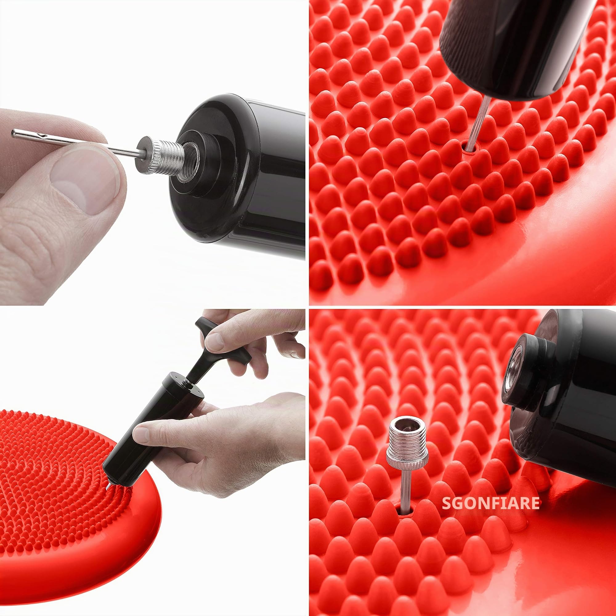 BODYMATE Pepper-RED - Cuscino per seduta con pompa di diametro 34 cm, cuscino di equilibrio, cuscino di equilibrio, cuscino per nodi, per allenamento, riabilitazione, coordinazione e allenamento